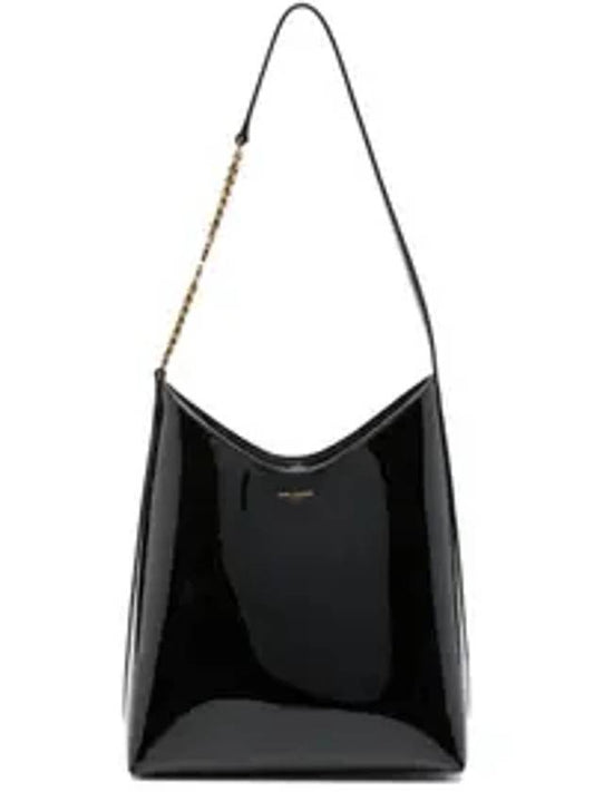 Luxury Saint Laurent Rendez-Vous Patent Leather Shoulder Bag Black