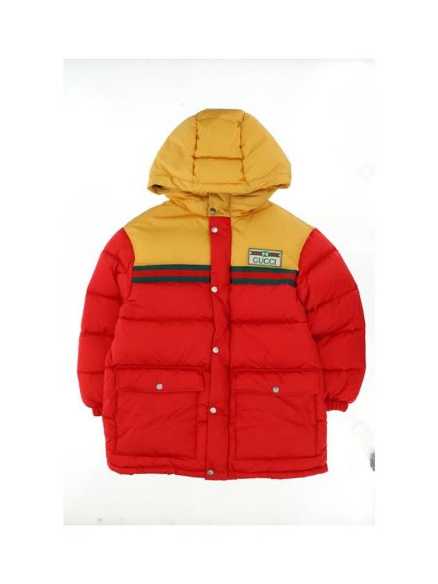 Luxury Gucci Trending 2025 Kids Hooded Logo Nylon Long Padding Jacket Red