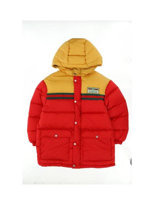 Luxury Gucci Trending 2025 Kids Hooded Logo Nylon Long Padding Jacket Red