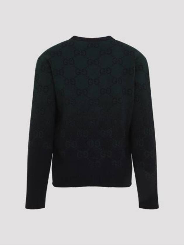 Luxury Gucci Trending 2025 GG Degradé Wool Jacquard Cardigan Dark Green