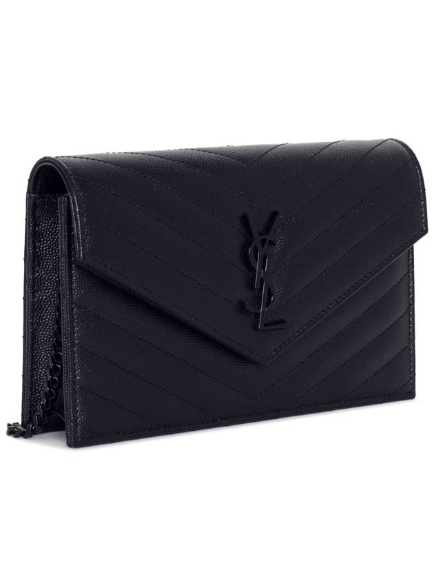 Luxury Saint Laurent Monogram Envelope Chain Small Wallet Cross Bag Black