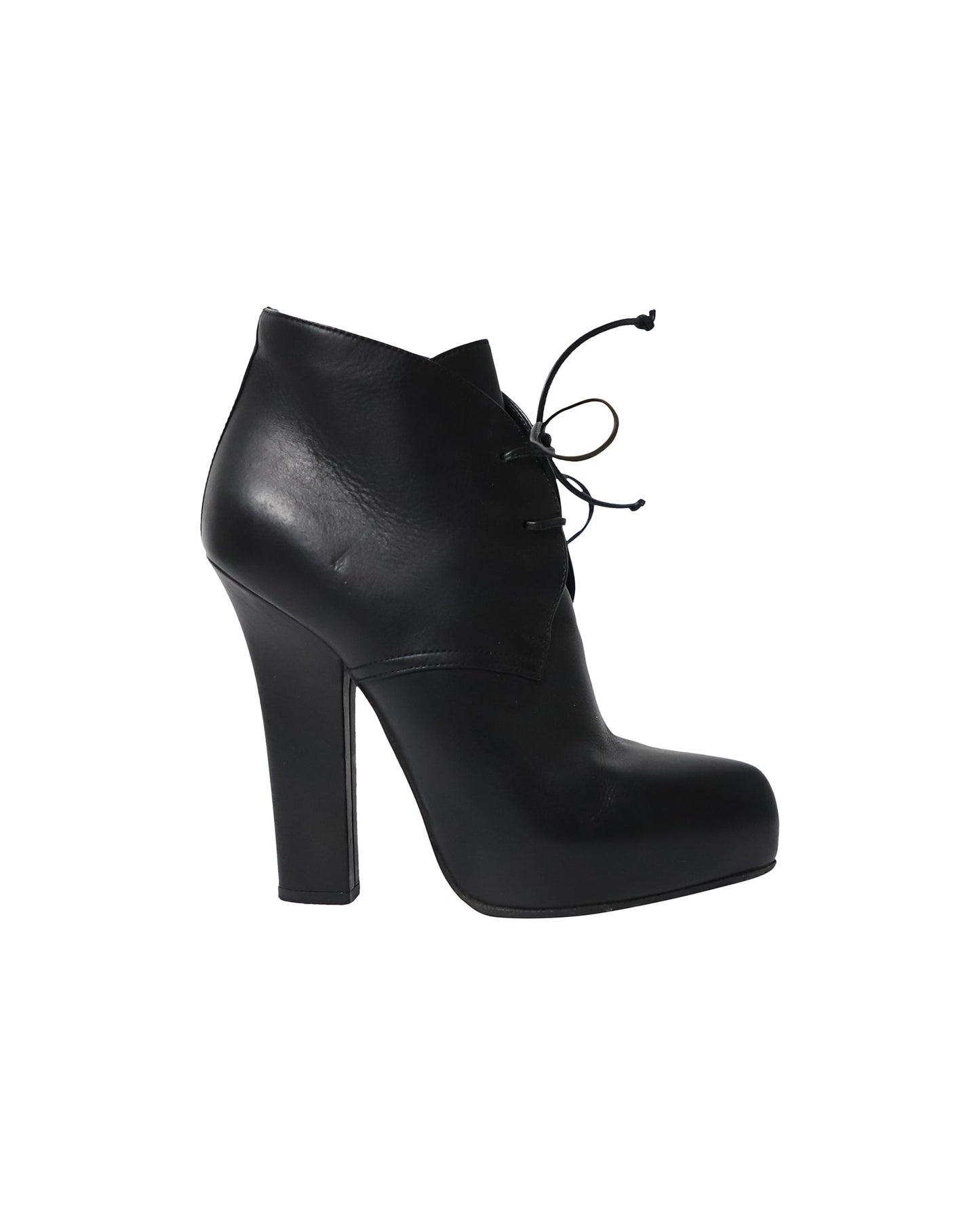 Luxury Bottega Veneta Lace Up Platform Ankle Boots in Black Leather