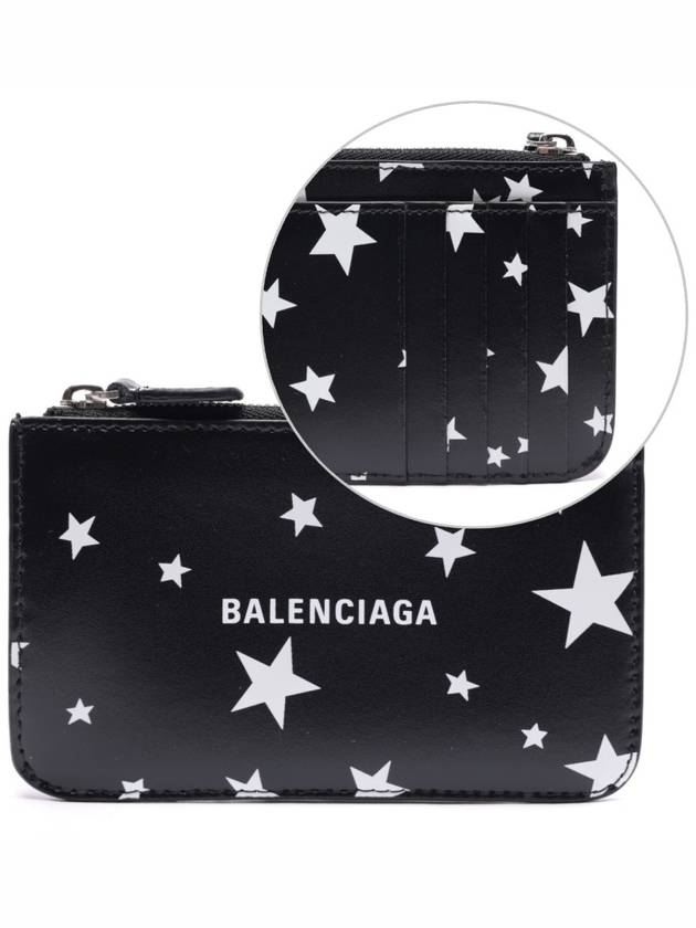 Luxury Balenciaga Stars And Moon Print Card Wallet Black