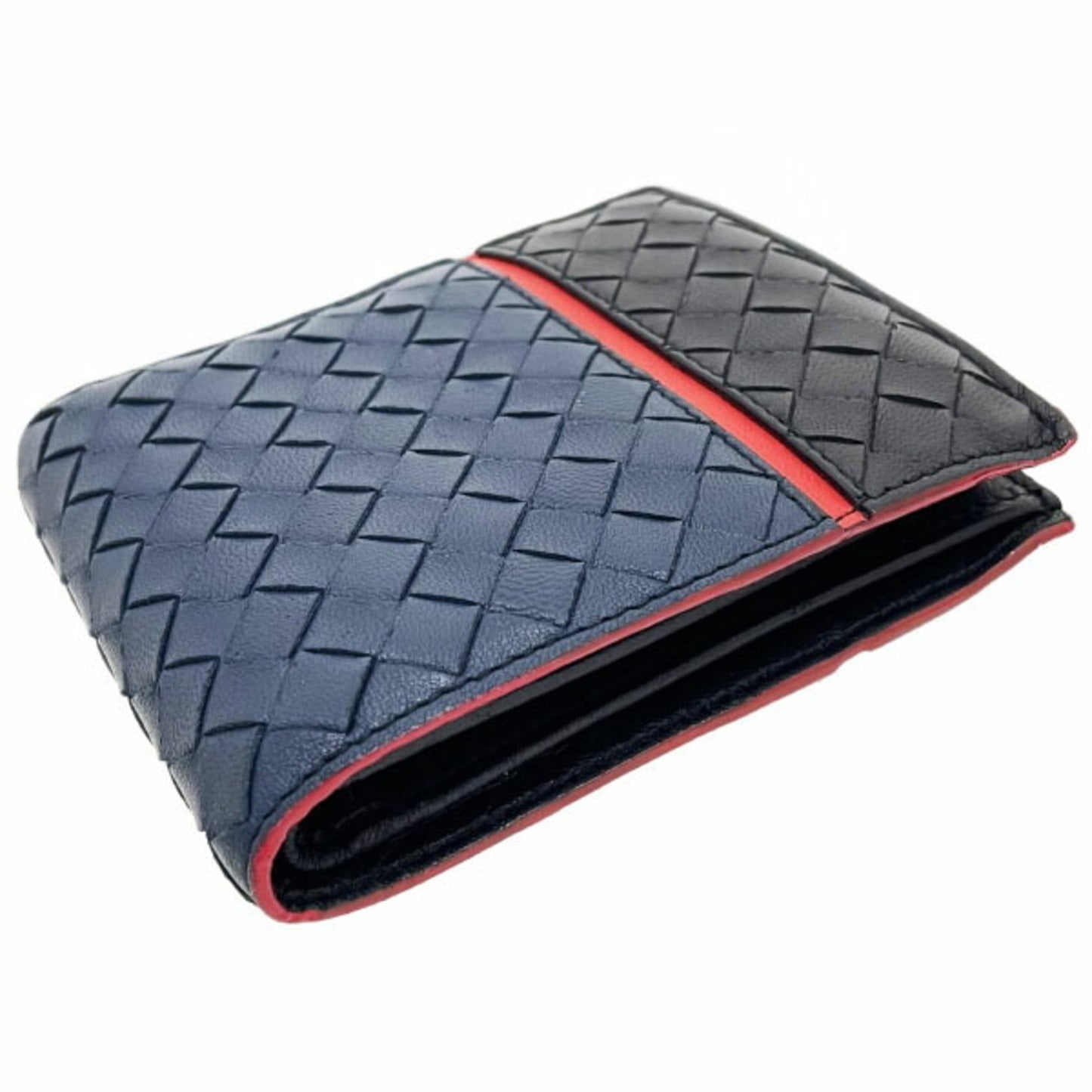Luxury Bottega Veneta Intrecciato  Navy  Color Leather Wallet (Bi-Fold) ()