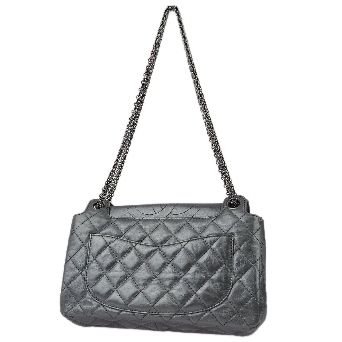 Luxury Chanel Silver Lambskin Mademoiselle Lock Shoulder Bag