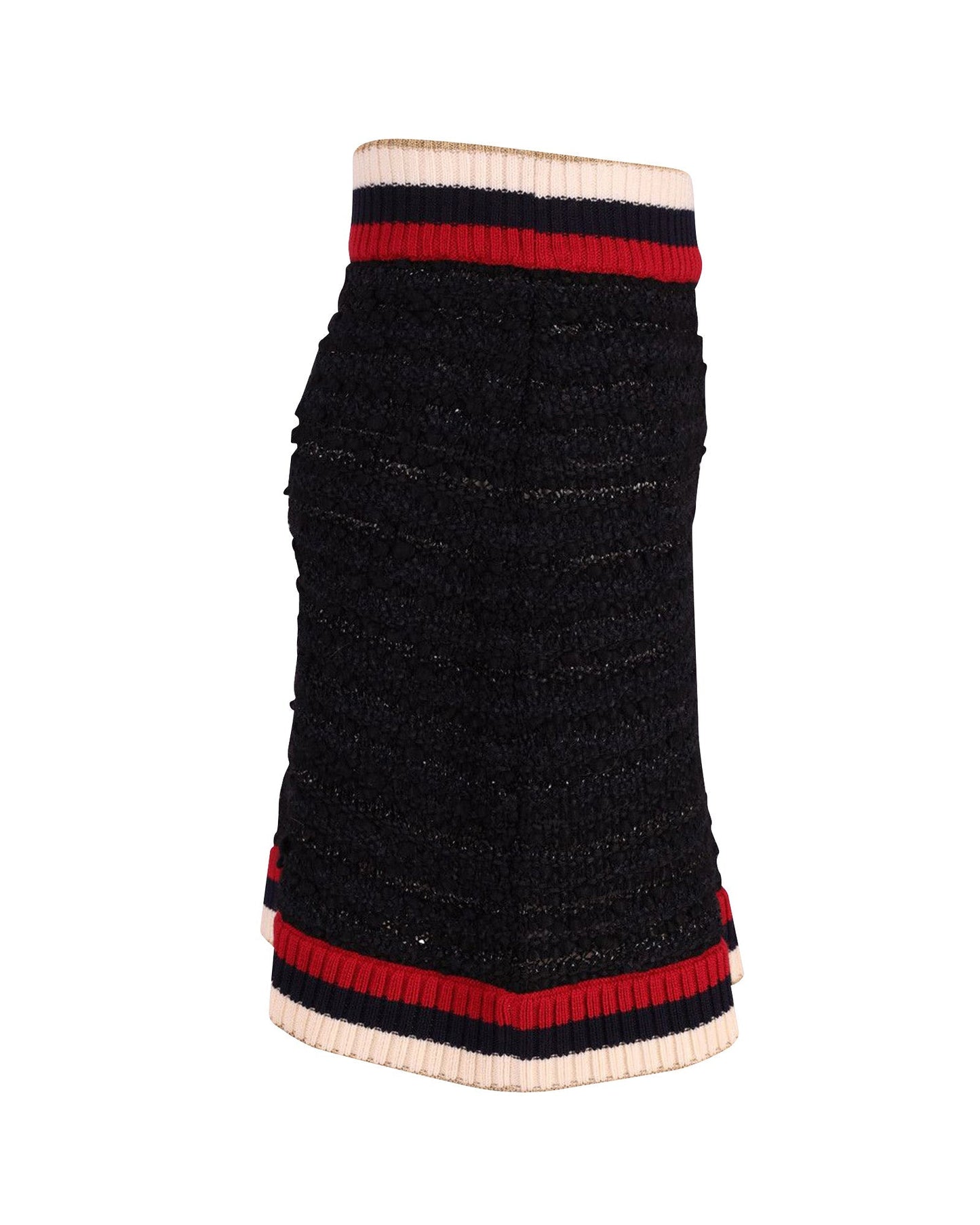 Luxury Gucci Trending 2025 Knitted Skirt with Web Design in Black Cotton