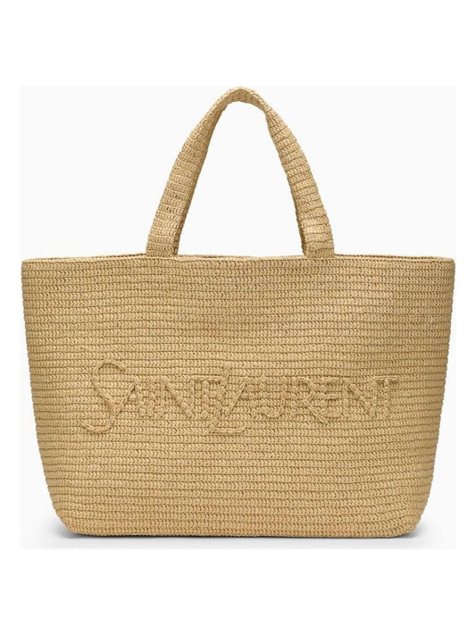 Luxury Saint Laurent Women's Logo Shopping Bag in Naturale | 776763GAAEL