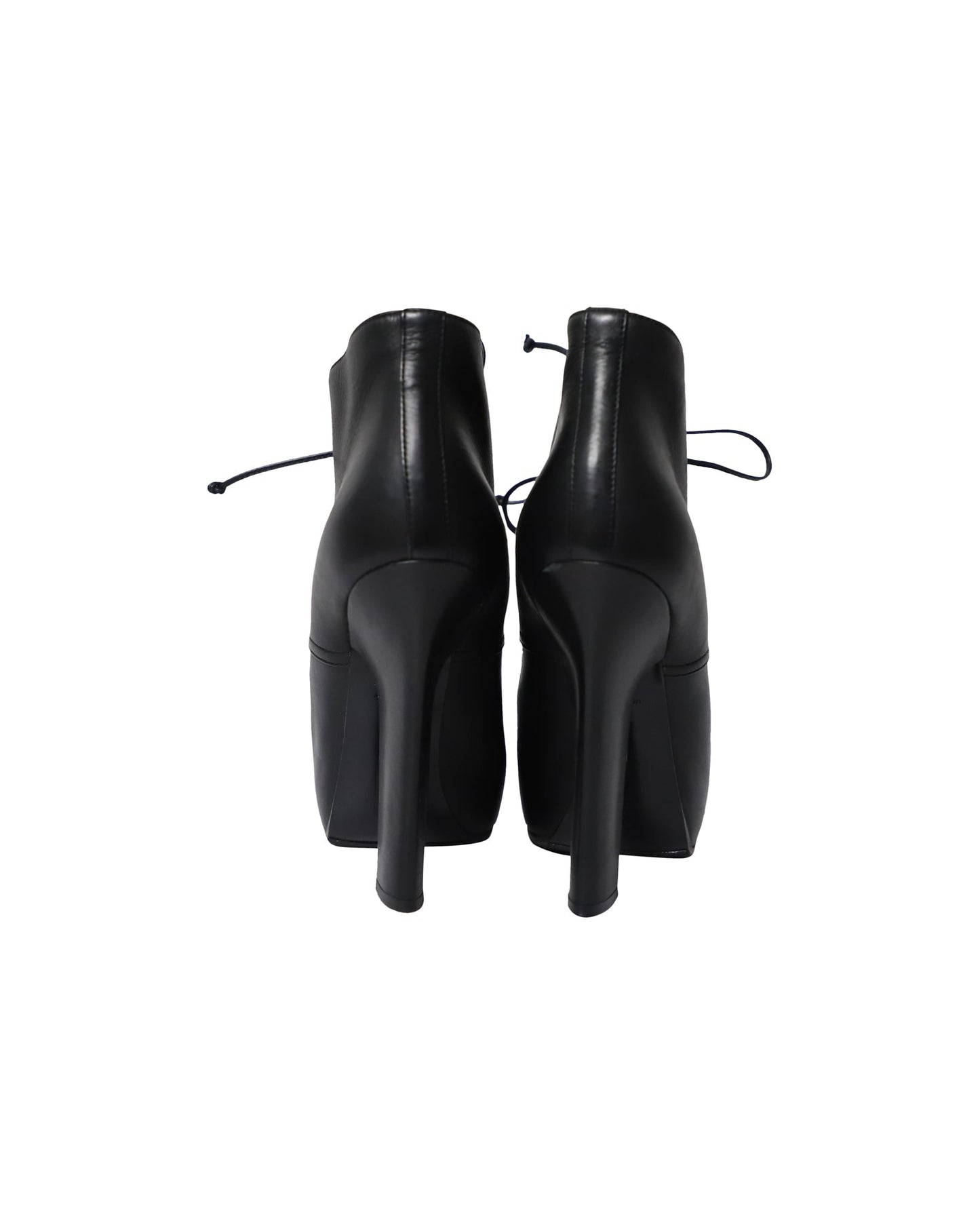 Luxury Bottega Veneta Lace Up Platform Ankle Boots in Black Leather
