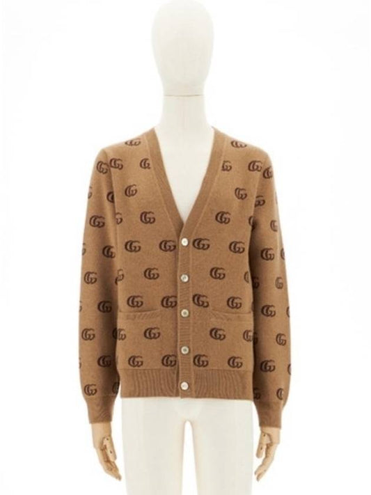 Luxury Gucci Trending 2025 GG Jacquard Cashmere Cardigan Beige