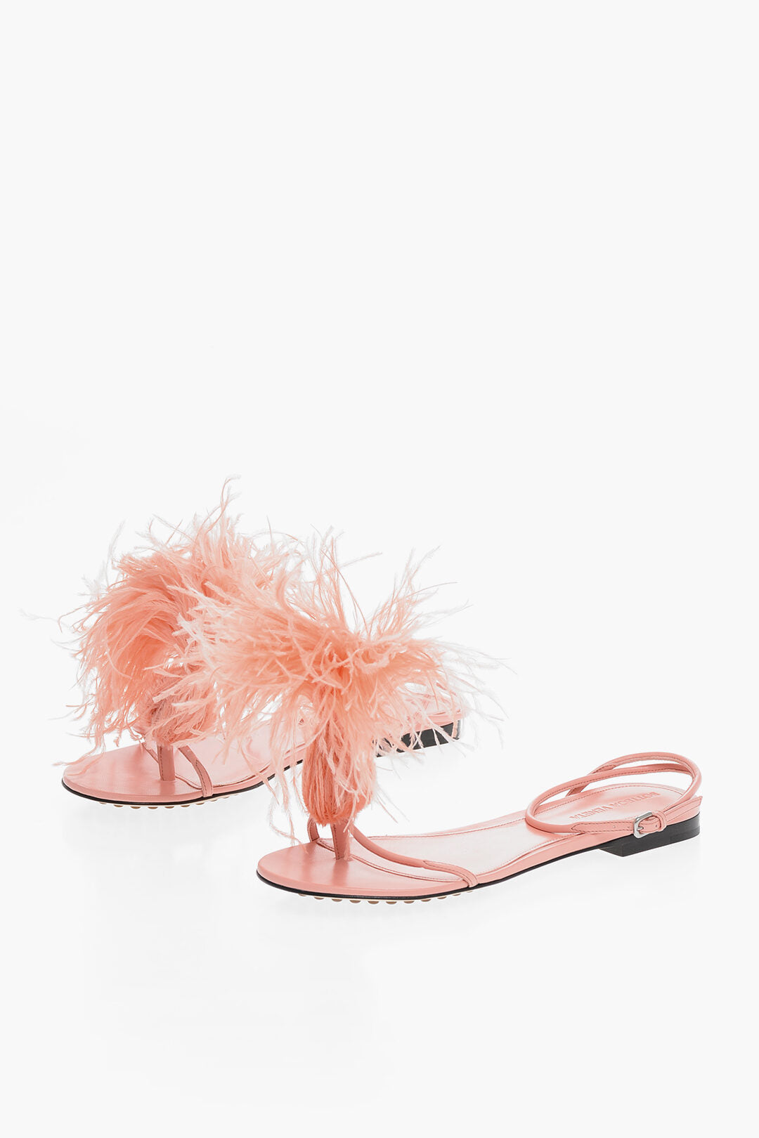 Luxury Bottega Veneta Feathered Wonderbird Flat Thong Sandals