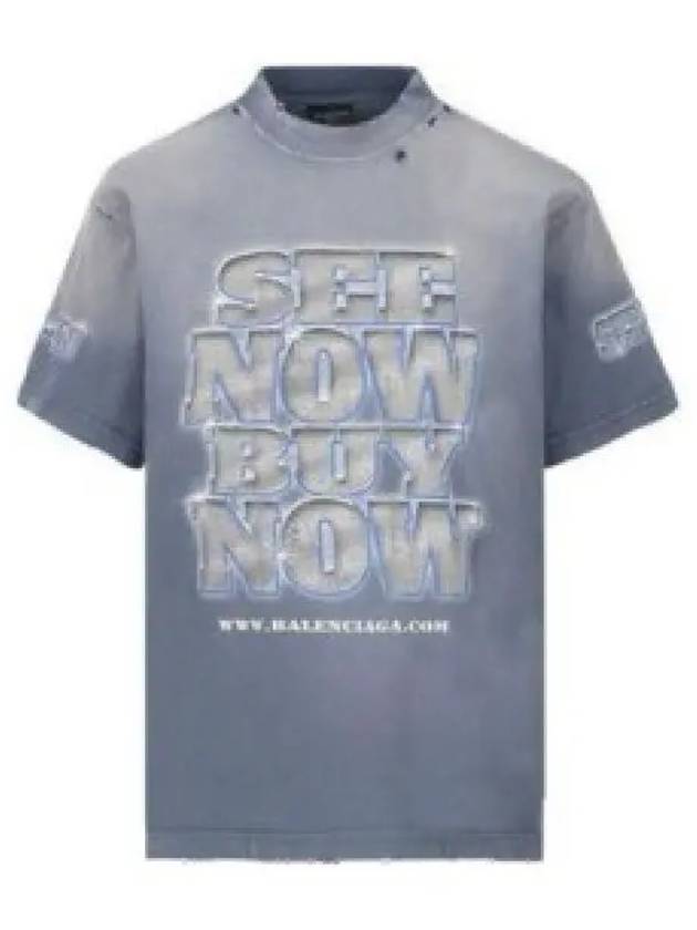 Luxury Balenciaga See Now Buy Now Short Sleeve T-Shirt Blue