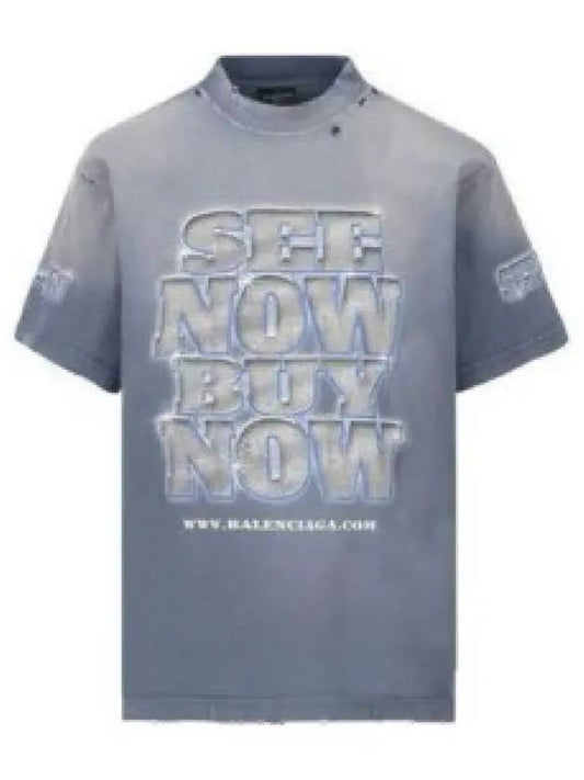 Luxury Balenciaga See Now Buy Now Short Sleeve T-Shirt Blue