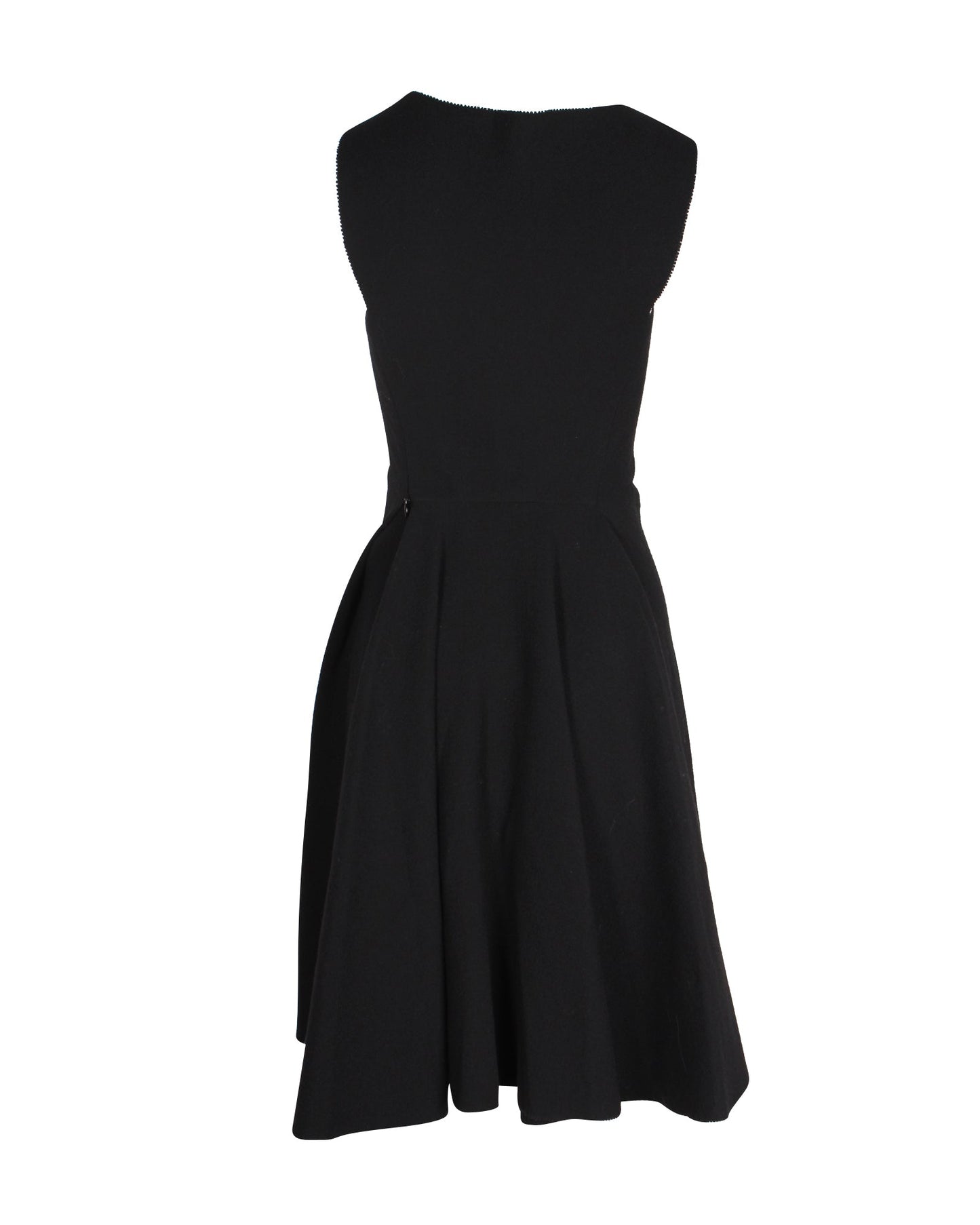 Luxury Bottega Veneta A-line Sleeveless Dress in Black Virgin Wool