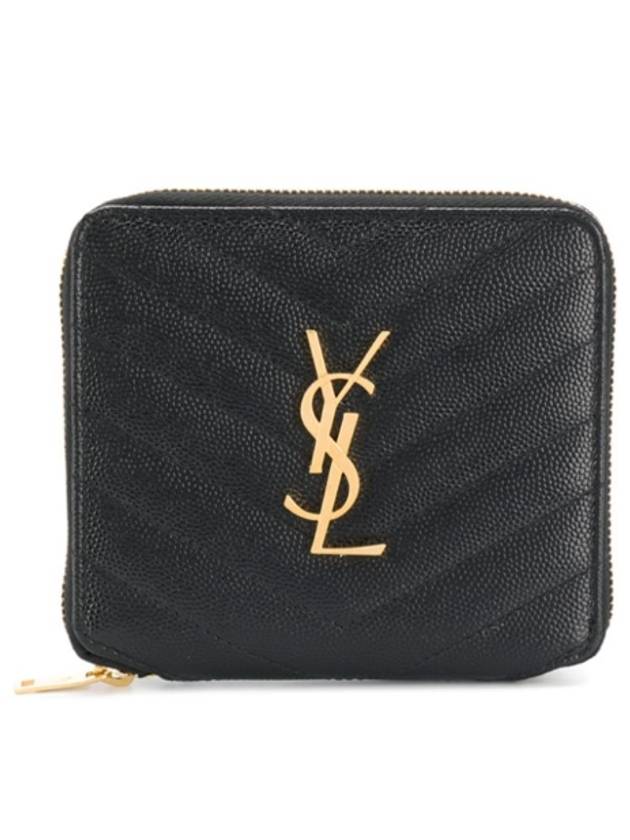 Luxury Saint Laurent Monogram Compact Zipper Halfwallet Black