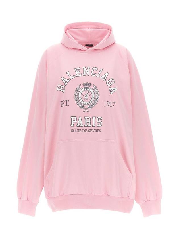 Luxury Balenciaga College Logo Hoodie Pink