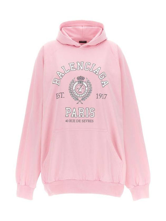 Luxury Balenciaga College Logo Hoodie Pink