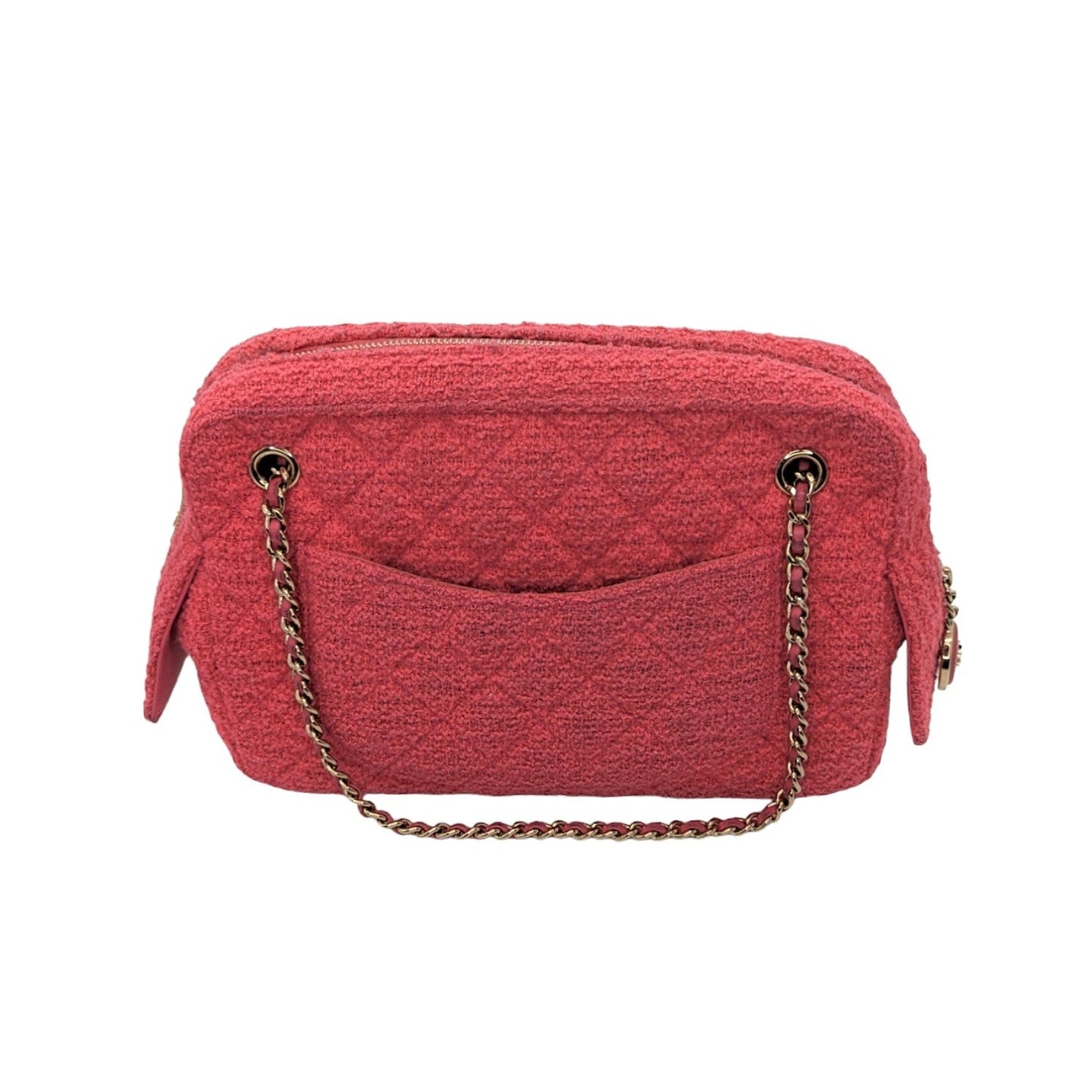 Luxury Chanel bag Pink Quilted Tweed CC Camera Case