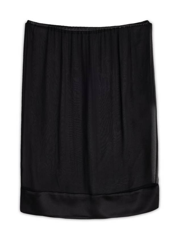 Luxury Saint Laurent Semi Sheer Silk H-Line Skirt Black