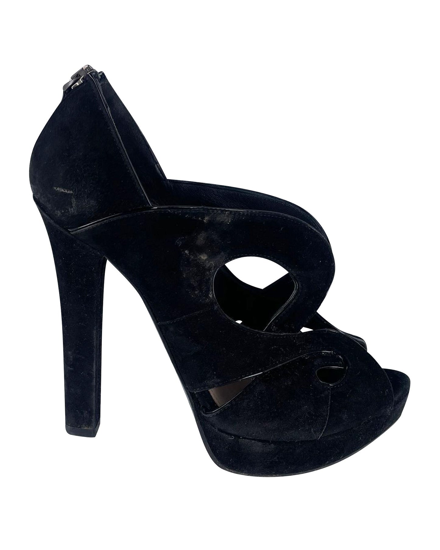 Luxury Bottega Veneta Cut Out Heels in Black Velvet