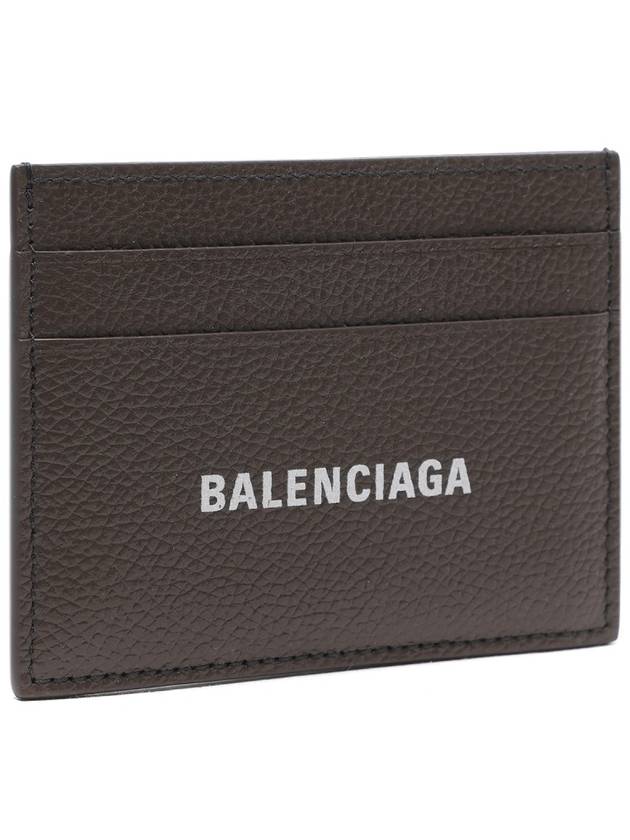 Luxury Balenciaga Logo Print Cash Card Holder Dark Green