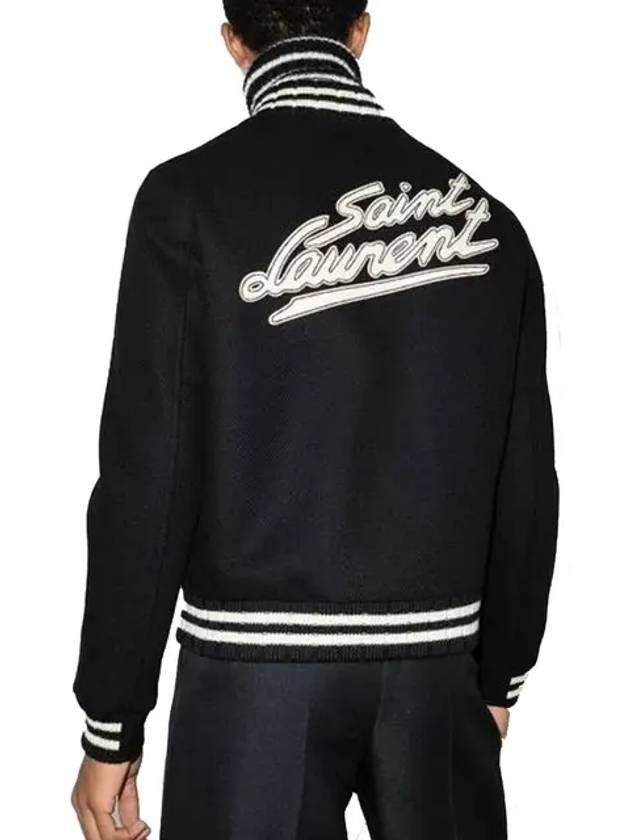Luxury Saint Laurent Teddy Wool Bomber Jacket  Black