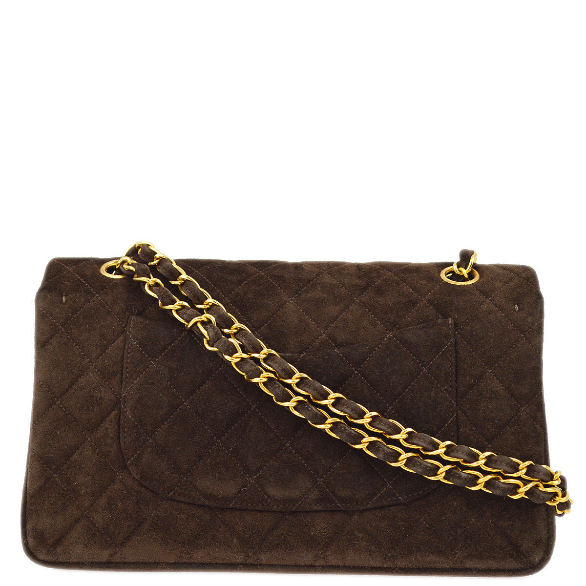 Luxury Chanel Brown Suede Medium Classic Double Flap Shoulder Bag