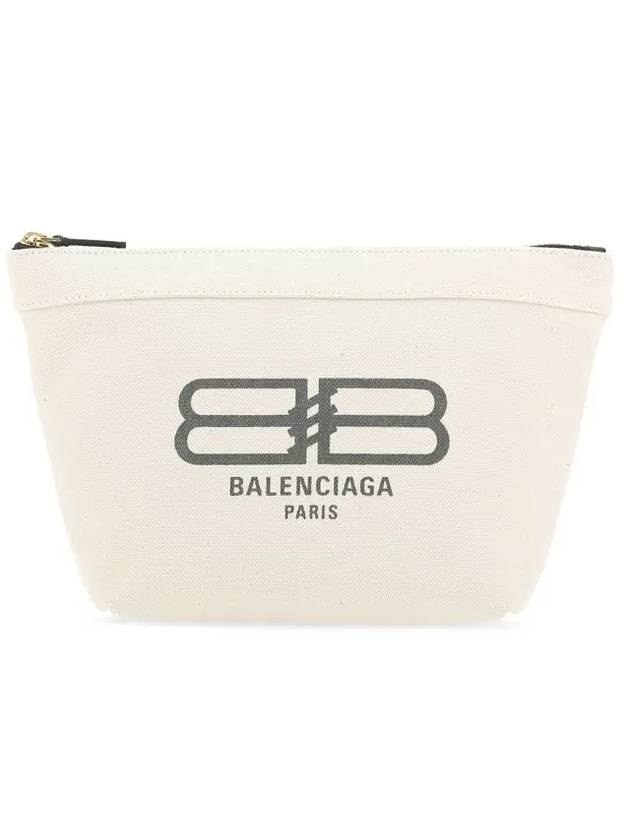 Luxury Balenciaga Logo Print Jumbo Pouch Bag Ivory