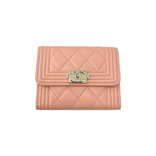 Luxury Chanel Boy Trifold Flap Compact Wallet