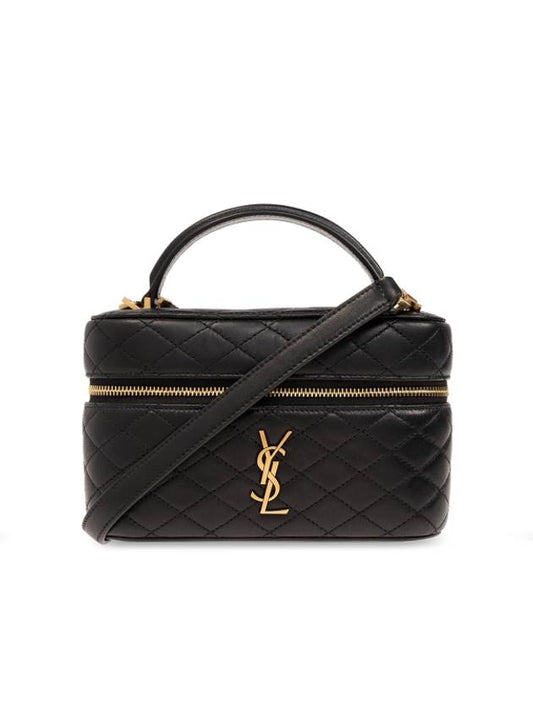 Luxury Saint Laurent Gabi Mini Vanity Lambskin Tote Bag Black