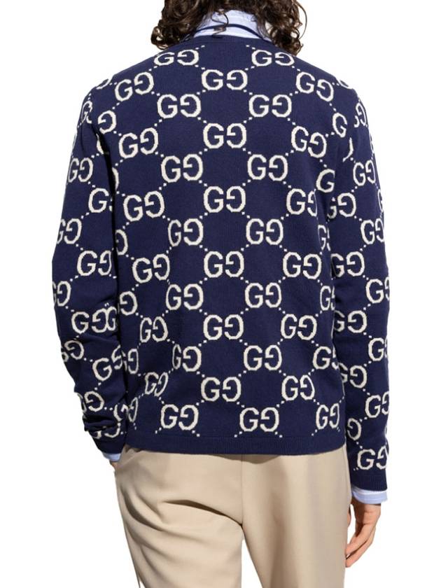 Luxury Gucci Trending 2025 GG Wool Jacquard Knit Top Blue