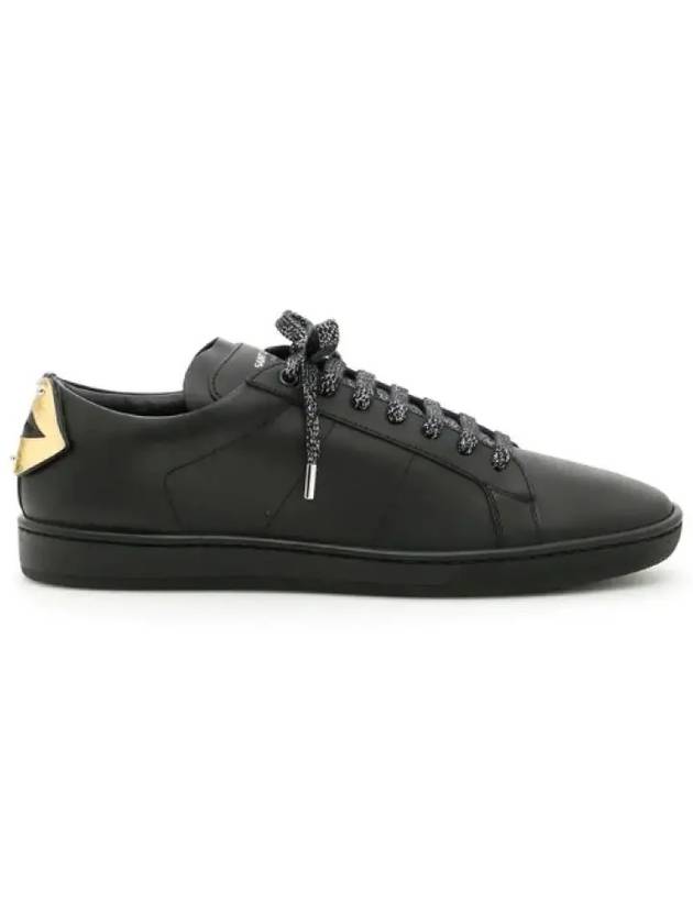 Luxury Saint Laurent Signature Court Classic Lips Leather Low Top Sneakers Black
