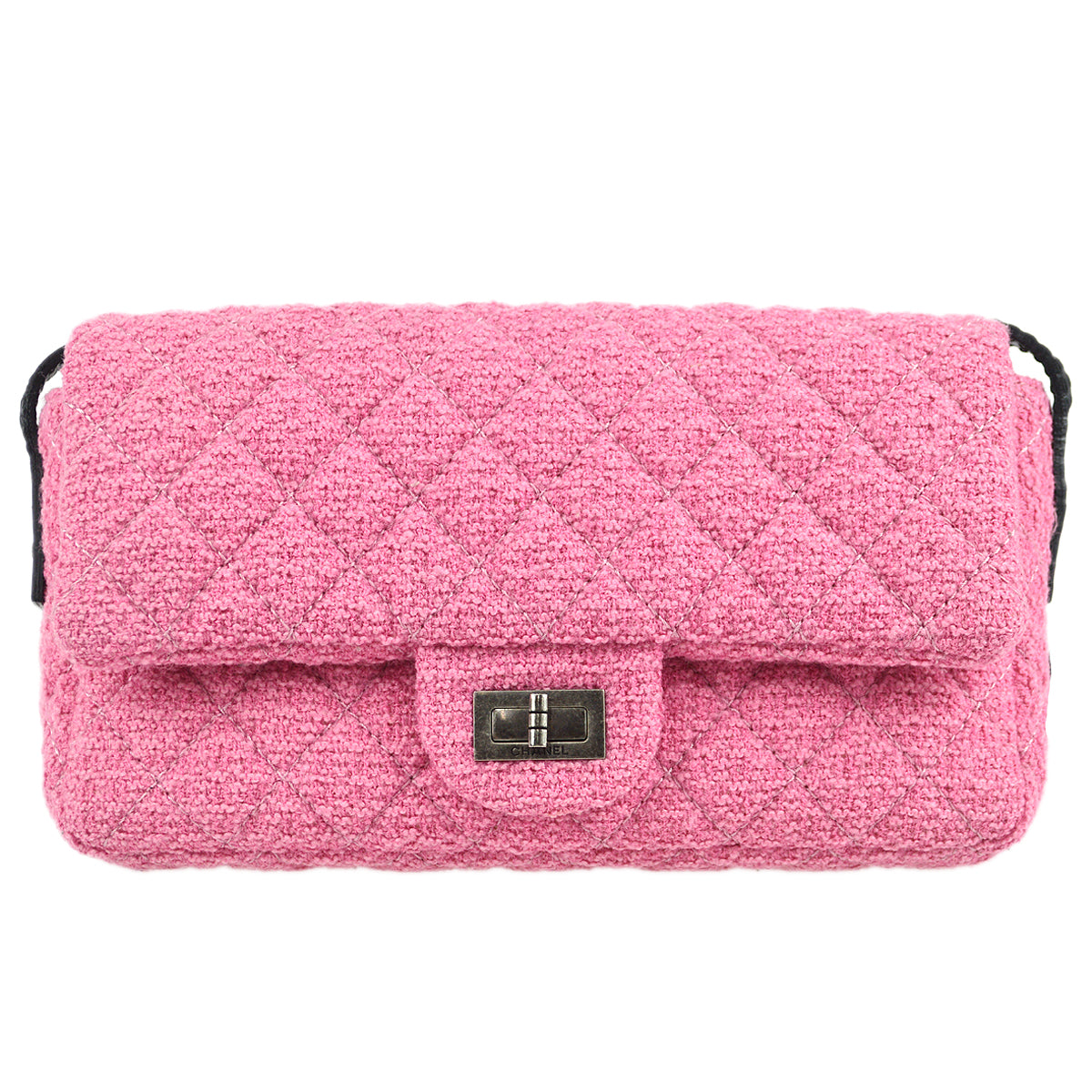 Luxury Chanel Black Tweed Mademoiselle Lock Shoulder Bag