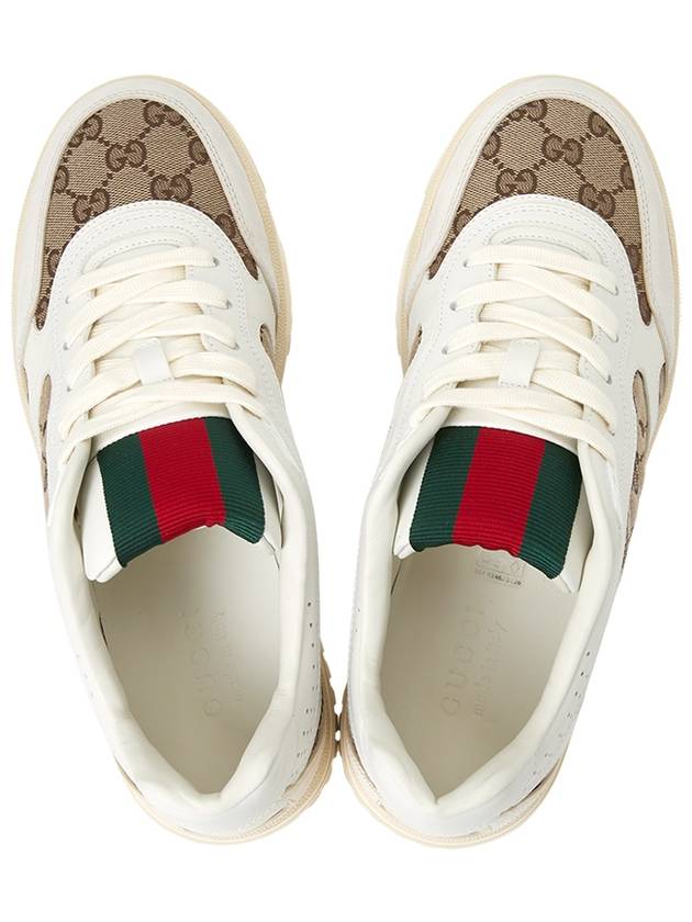 Luxury Gucci Trending 2025 Men's Reweb Original GG Canvas Low Top Sneakers Beige White