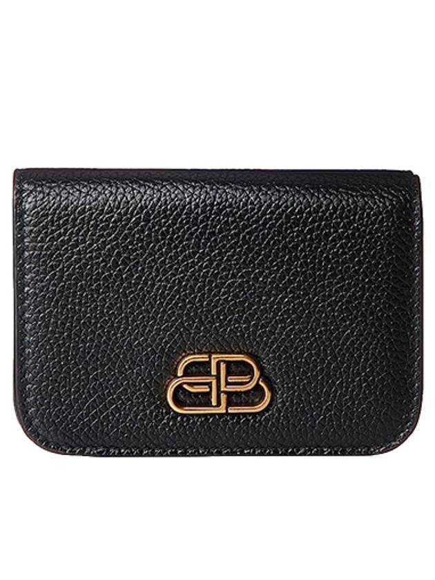 Luxury Balenciaga Gold BB Logo Half Wallet Black