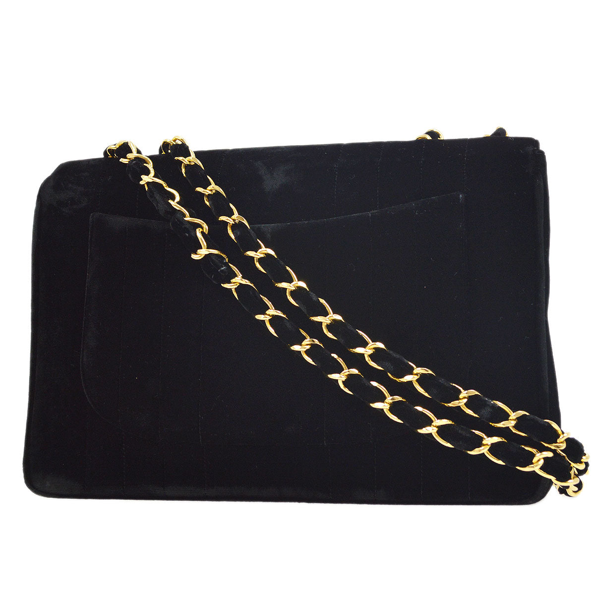 Luxury Chanel 1994-1996 Vertical Stitch Classic Flap Jumbo Black Velvet