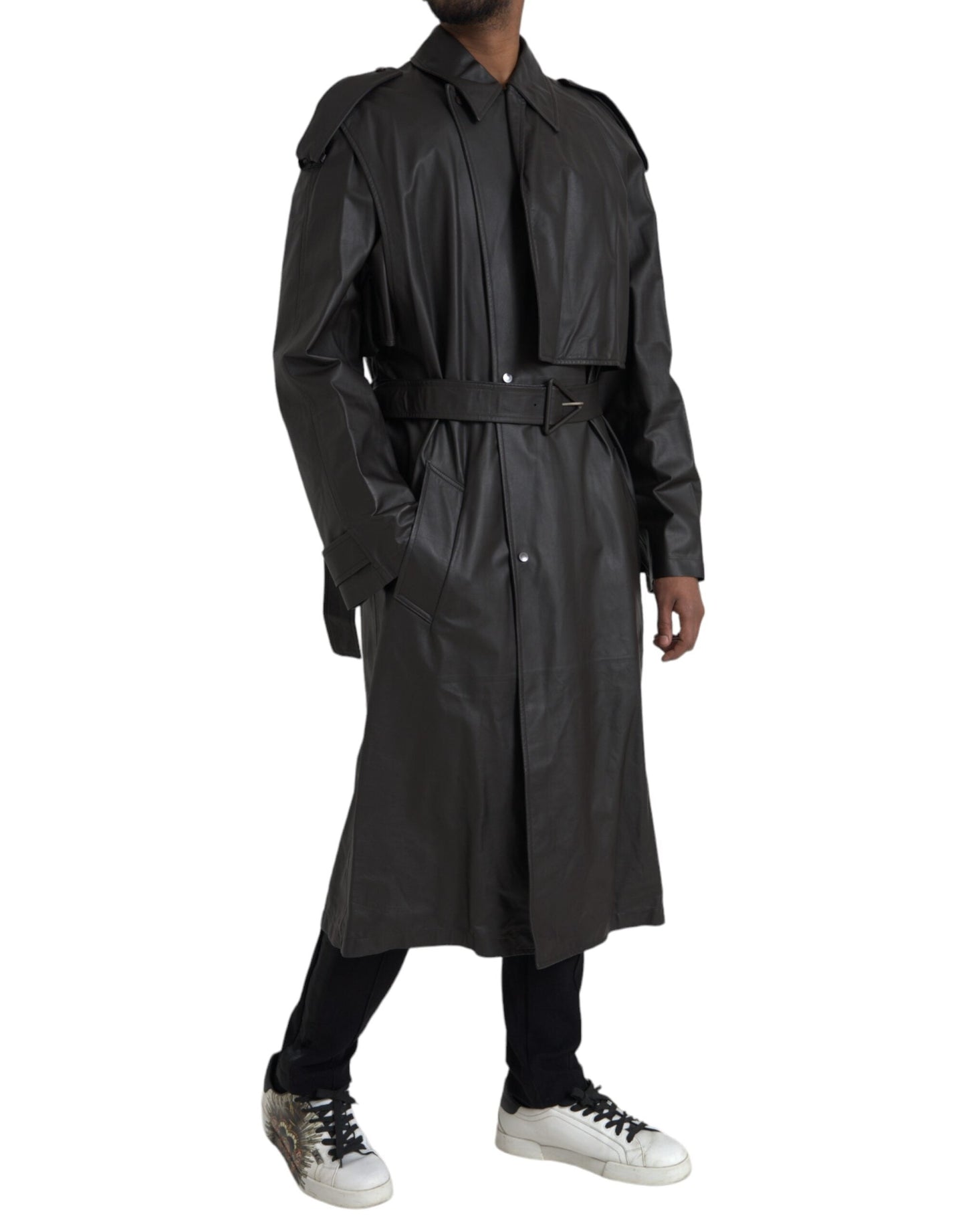 Luxury Bottega Veneta  Matte Waterproof Leather Coat Men's Jacket