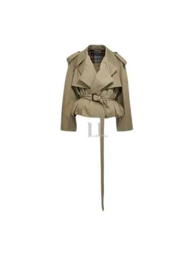 Luxury Balenciaga Fold Cotton Twill Short Trench Coat Beige