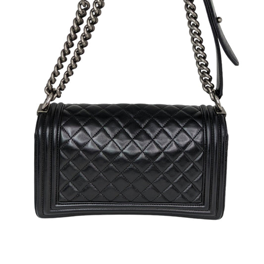 Luxury Chanel Black Quilted Calfskin Medium Boy Bag