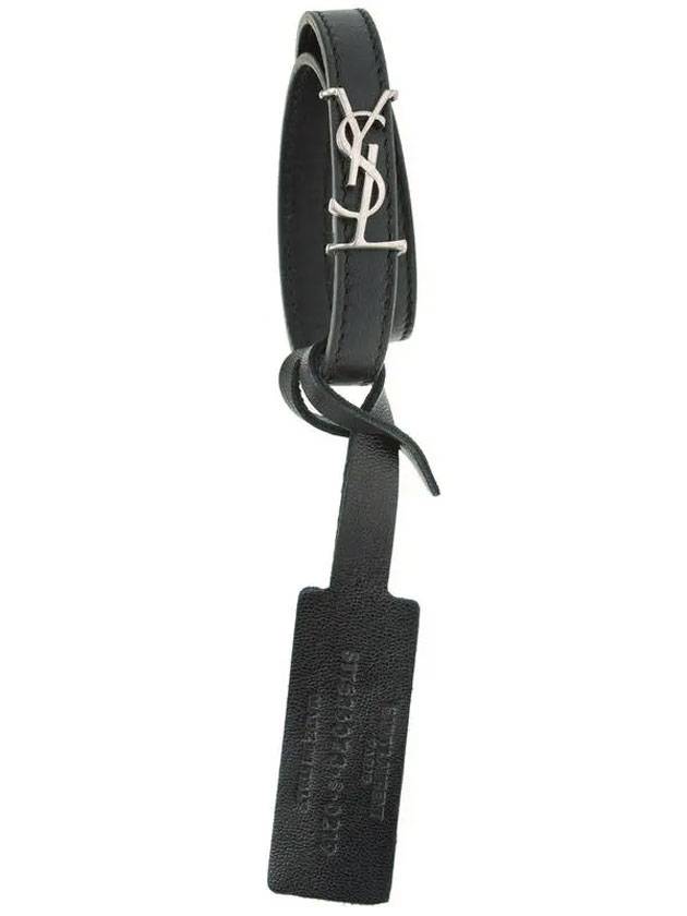 Luxury Saint Laurent Opyum Silver Double Wrap Bracelet Black
