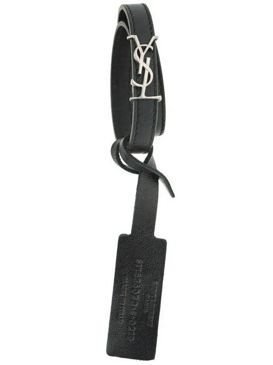 Luxury Saint Laurent Opyum Silver Double Wrap Bracelet Black