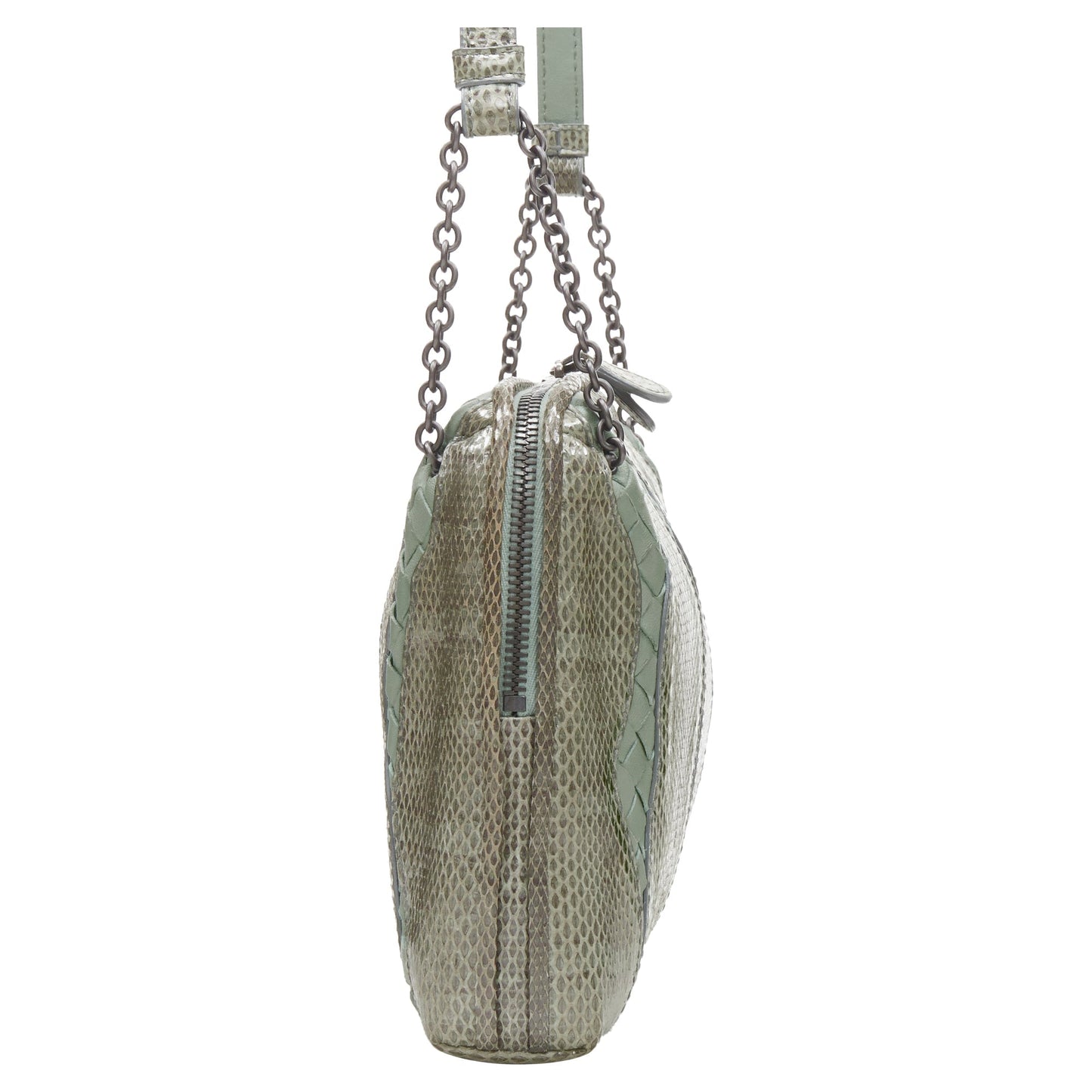 Luxury Bottega Veneta ayers watersnake intrecciato woven top zip crossbody bag