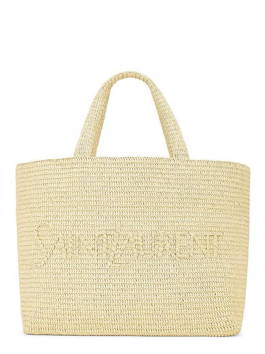 Luxury Saint Laurent Raffia Tote Bag Beige