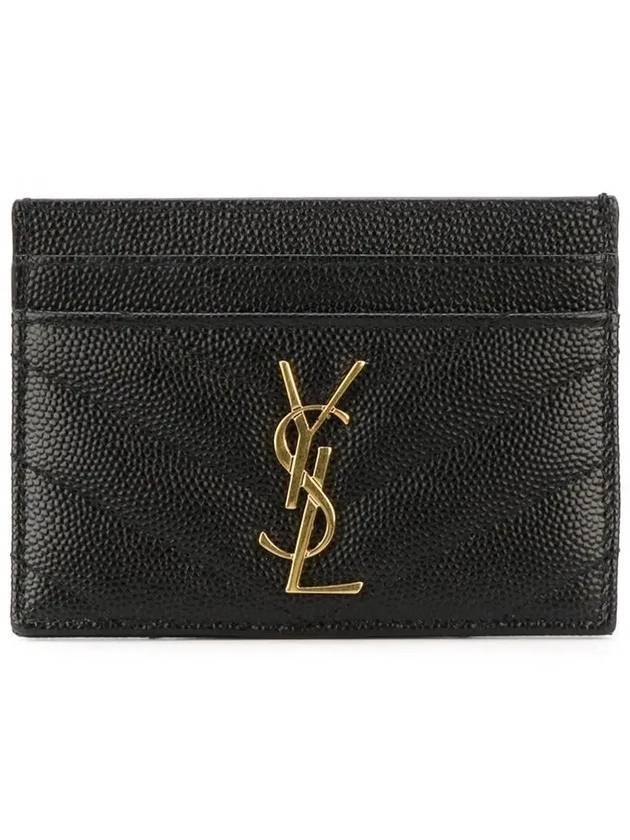 Luxury Saint Laurent Gold Hardware Matelasse Caviar Leather Card Wallet Black