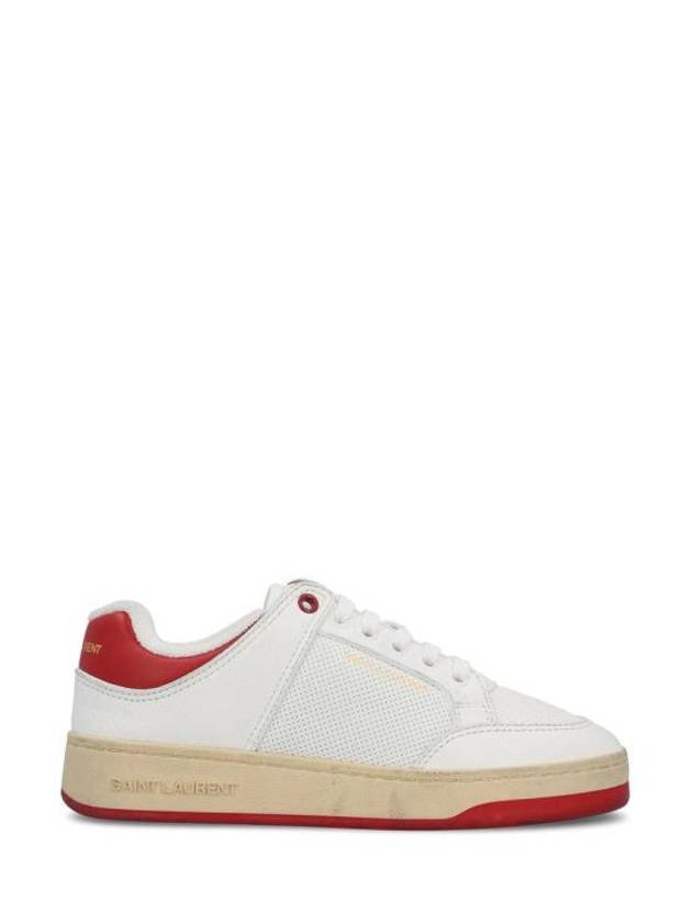 Luxury Saint Laurent Logo Calf Leather Low Top Sneakers White