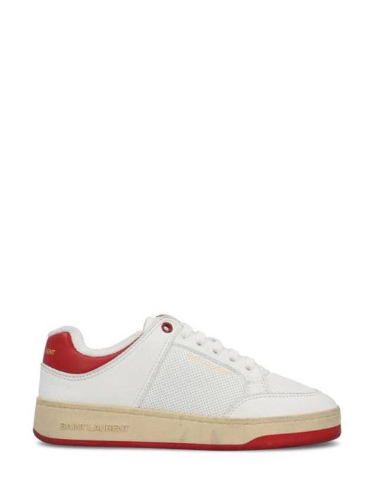 Luxury Saint Laurent Logo Calf Leather Low Top Sneakers White
