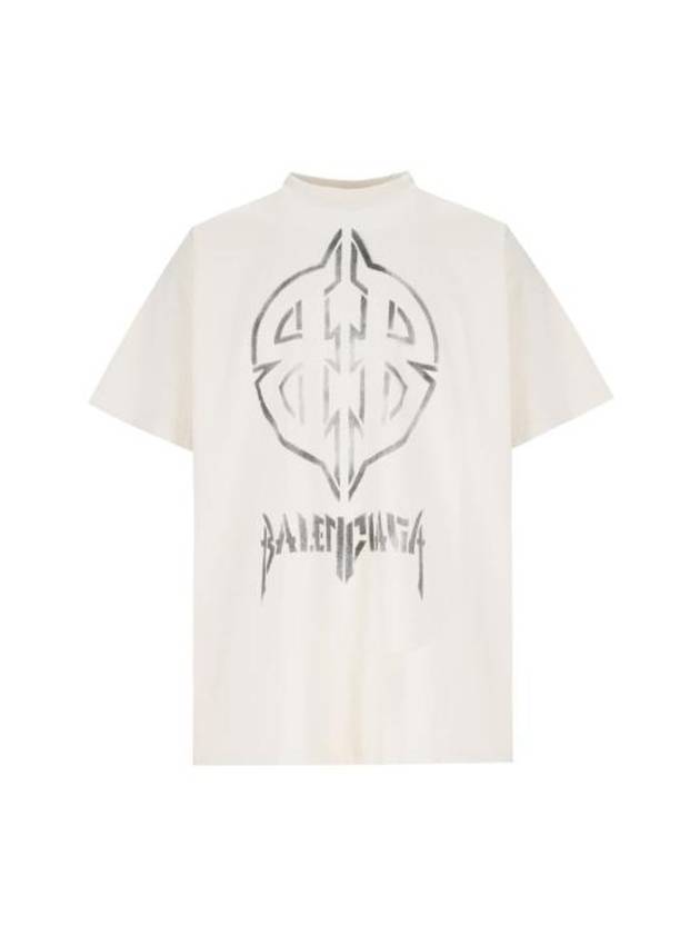 Luxury Balenciaga Metal BB Stencil Cotton Short Sleeve T-Shirt White