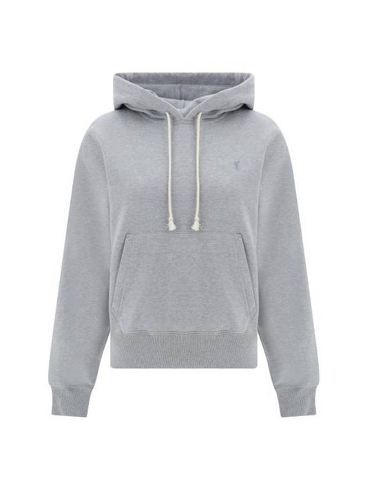 Luxury Saint Laurent Cassandre Organic Cotton Hoodie Grey
