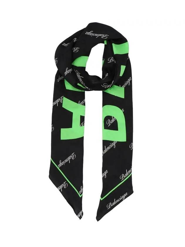 Luxury Balenciaga All Over Logo Scarf Green Black