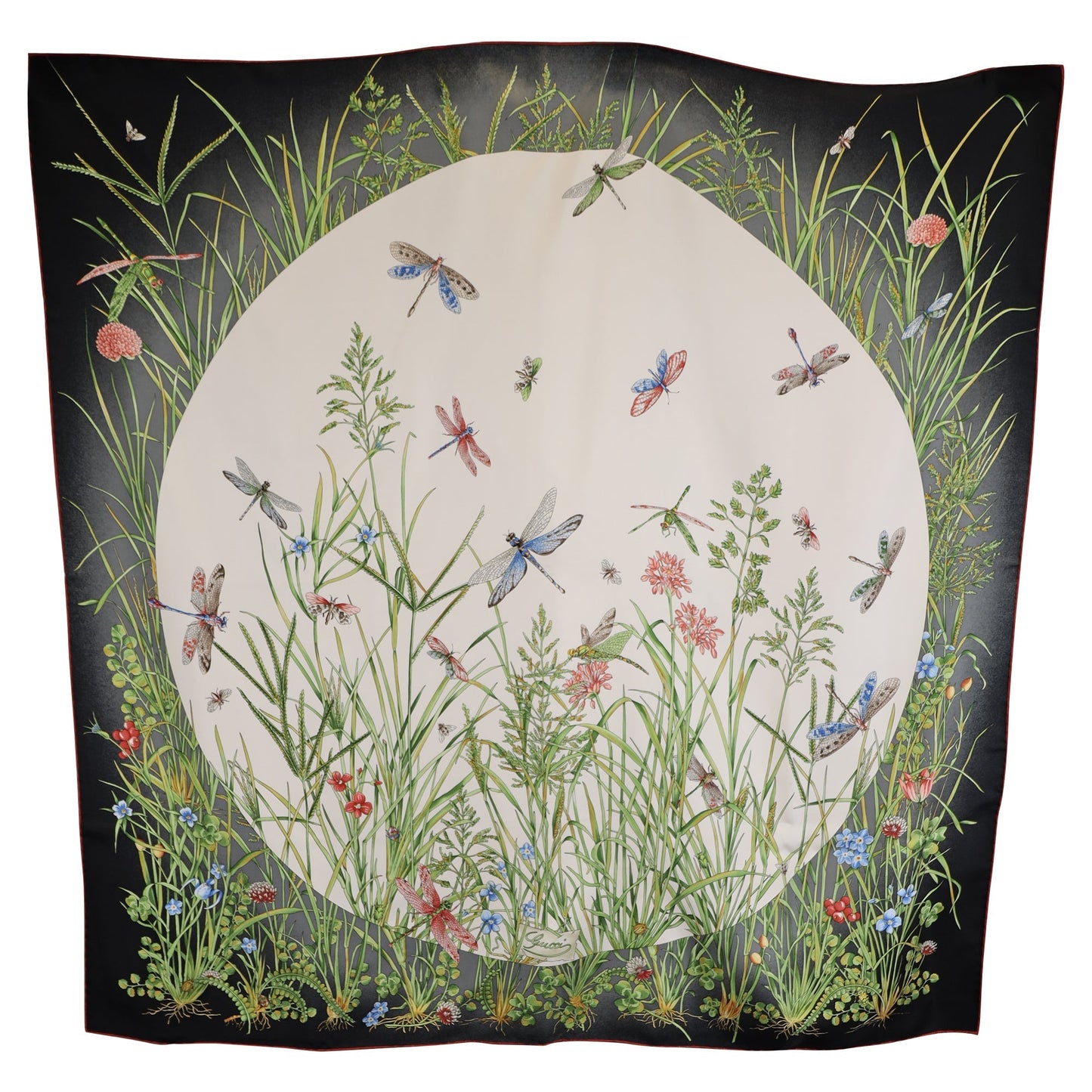 Luxury Gucci Trending 2025 Dragonfly-Print Scarf in Multicolor Silk