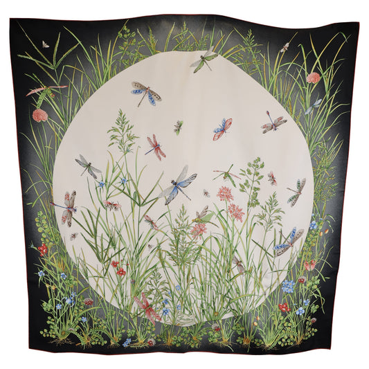 Luxury Gucci Trending 2025 Dragonfly-Print Scarf in Multicolor Silk
